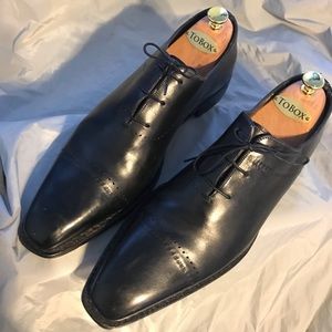 Black Leather Santoni Dress Shoes Men’s Size 10D
